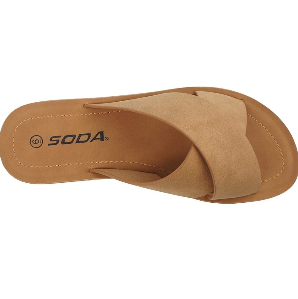 Soda Coffe-Nobuck Reflect Slides (flats/sandals) in size 8.